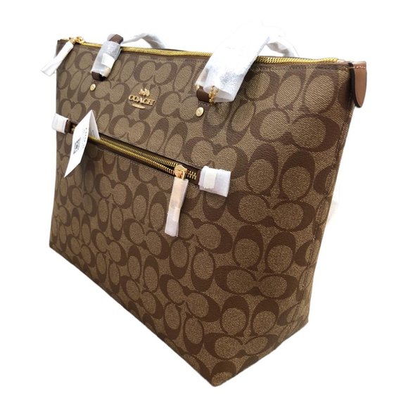 NWT Authentic COACH Signature Gallery Shoulder Tote Bag Khaki/Brown/Beige/Tan - Picture 8 of 14